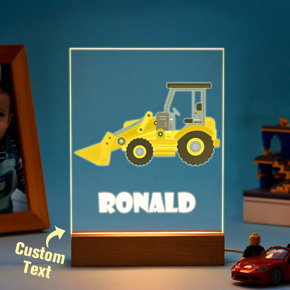 Children's Night Light Excavator Lamp Bedside Lamp with Name Car Lamp Gifts for Children