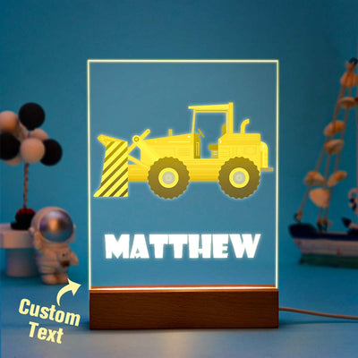 Personalised Name Children's Night Light Trucks Construction Tools Nursery Lamp Custom Baby Gift