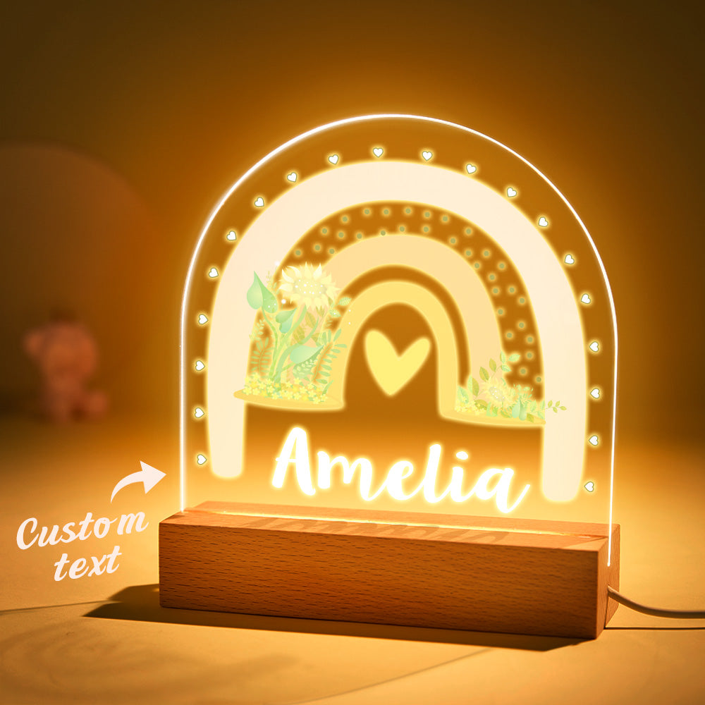 Colorful Custom Boho Rainbow Night Light For Kid with Personalized Name