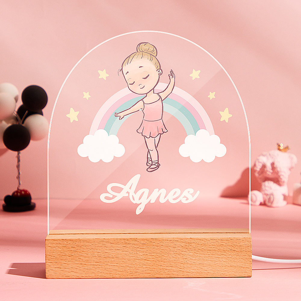 Custom Colorful Fairy Night Light Dancing Girl for Kids with Name Bedroom Decor