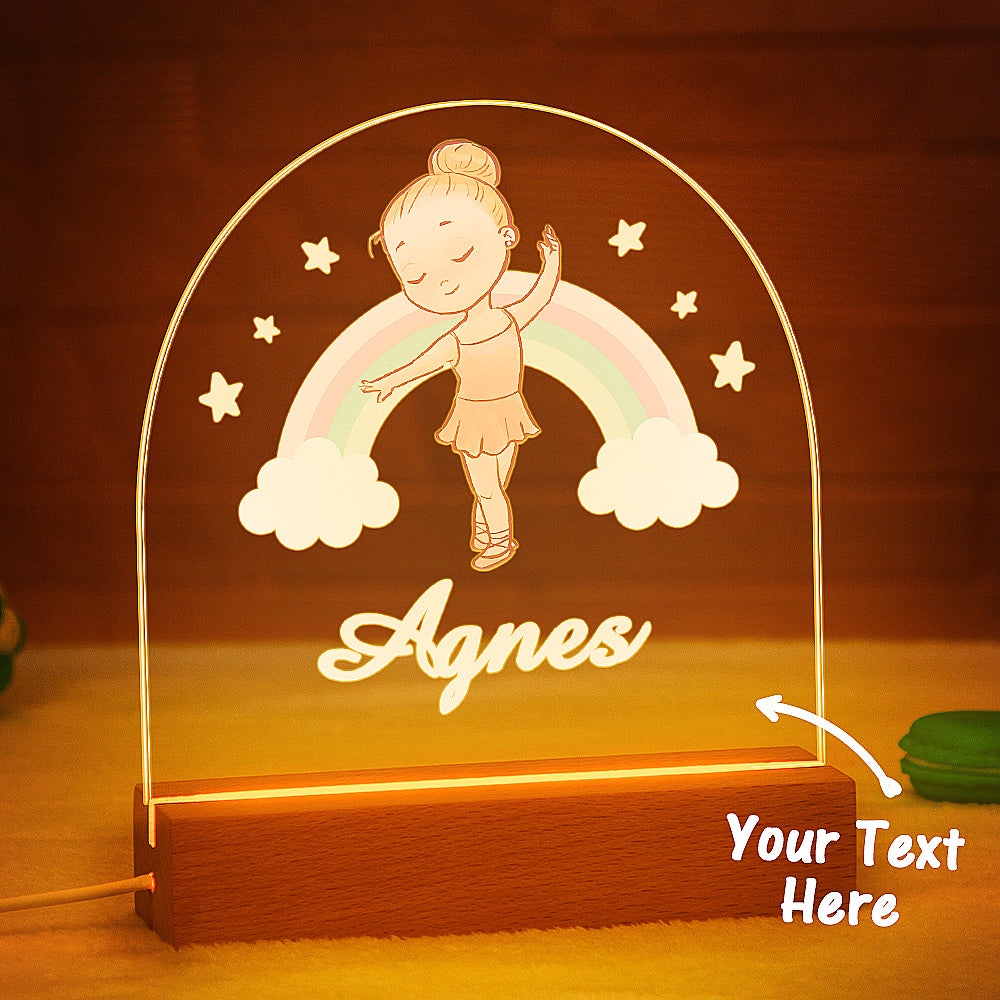 Custom Colorful Fairy Night Light Dancing Girl for Kids with Name Bedroom Decor