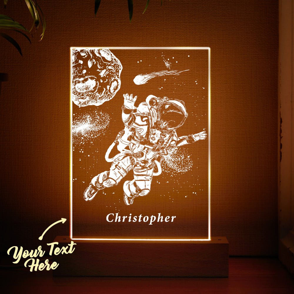 Custom Name Acrylic Night Light Personalized 3D Lamp Astronaut Desk Lamp Gift for Kids Adult
