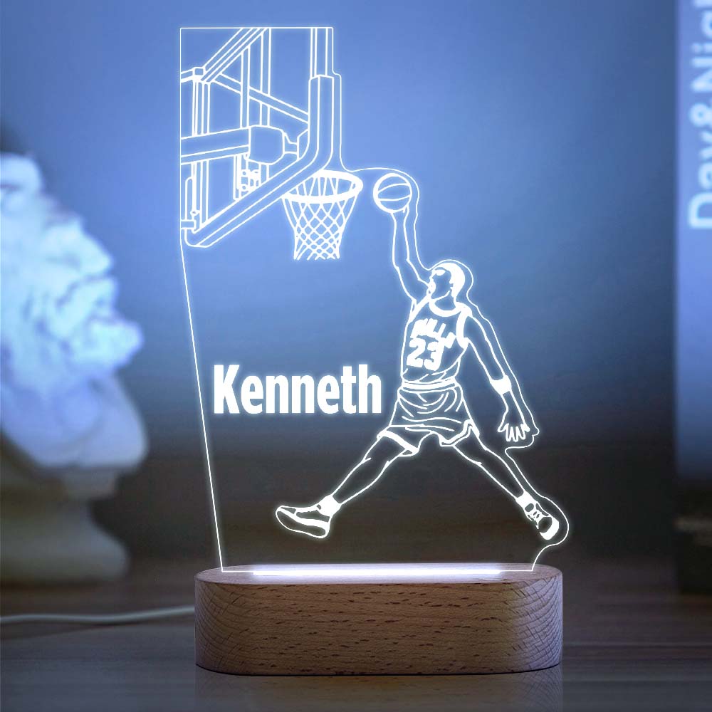 Custom Name Acrylic Night Light Personalized Lamp BASKETBALL Desk Lamp Gift for Boys or Adult