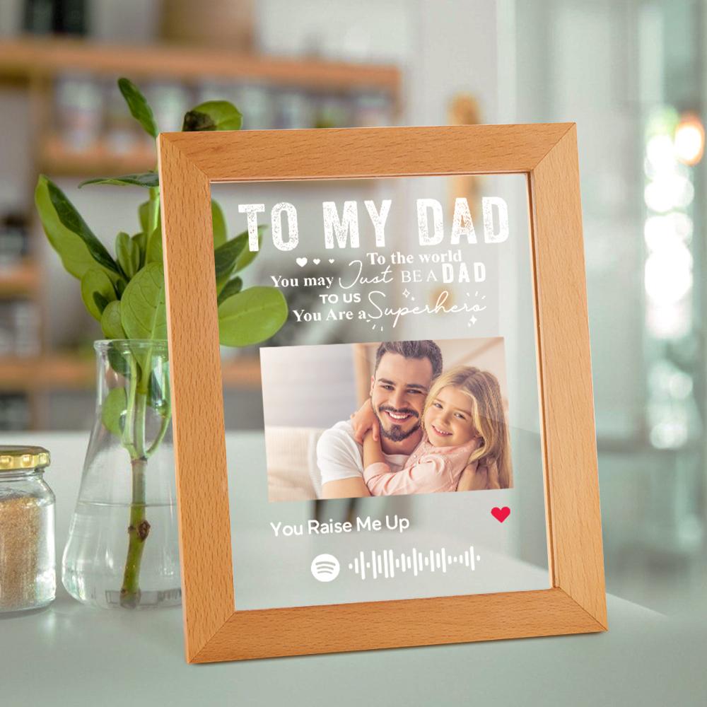 Personalised Spotify Photo Engraved Photo Frame LED Night Lamp Best Dad Ever Gift for Dad