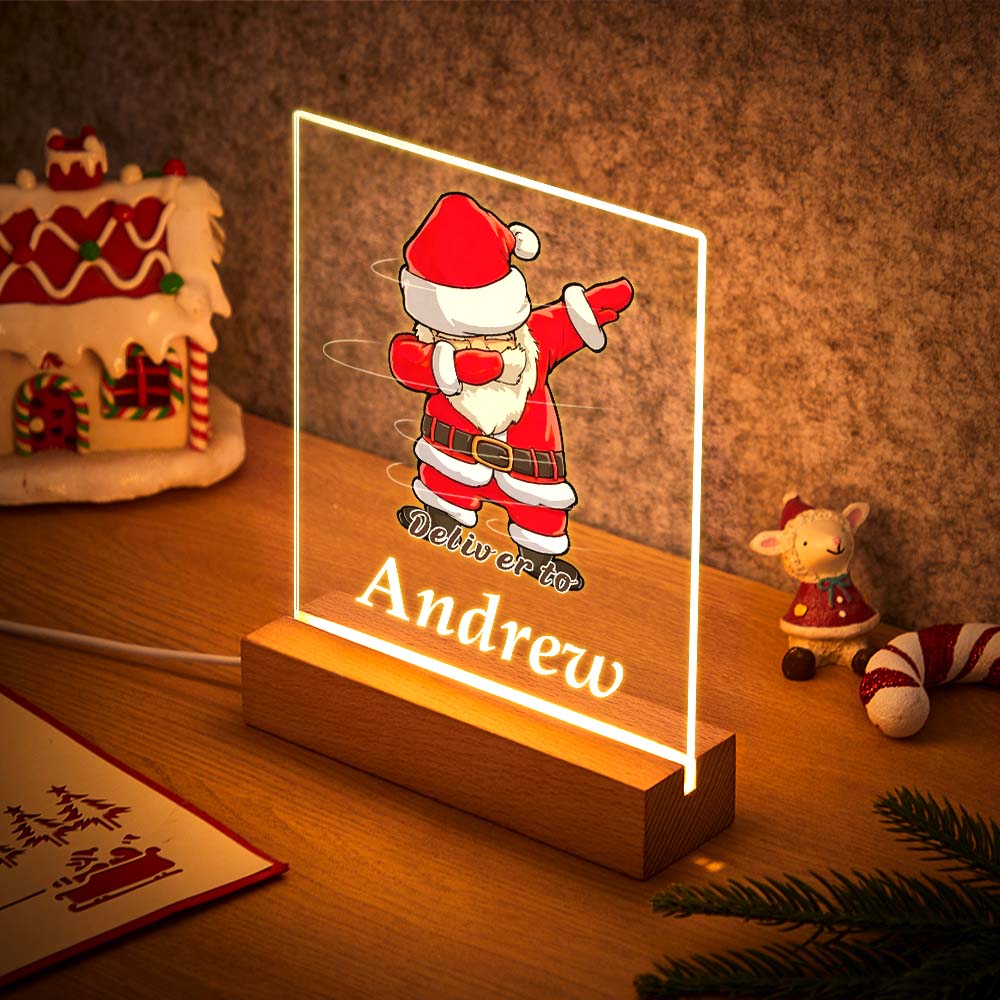 Merry Christmas Personalised Led Name Lamp Santa Claus For Kids Gift