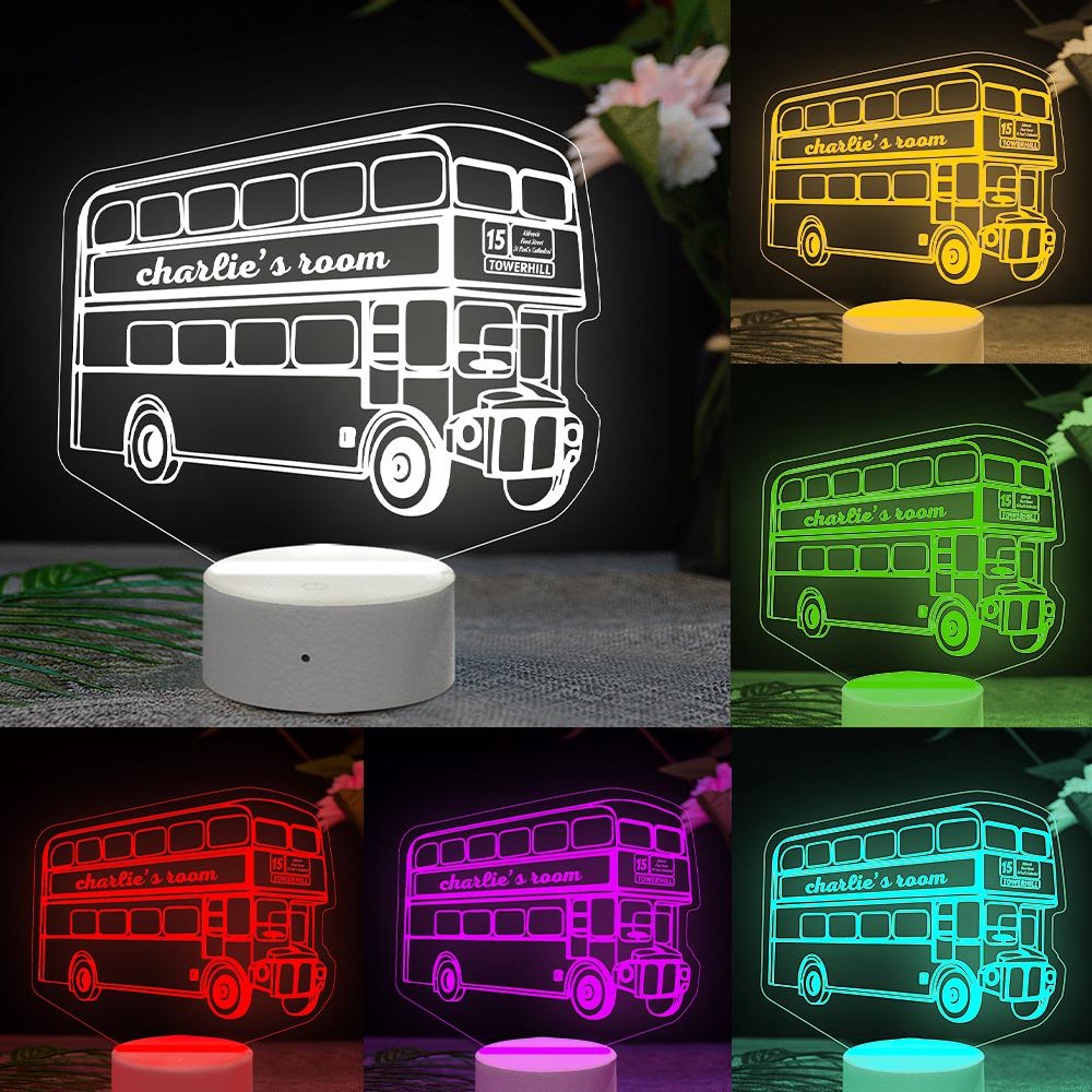 Personalised London Bus Night Light Routemaster Night Lamp Childrens Prints