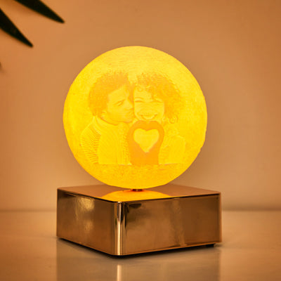 Custom 3D Printing Photo Moon Lamp with Personalised Photo and Engraved Text For Couple Gift with Bluetooth - photomoonlampuk