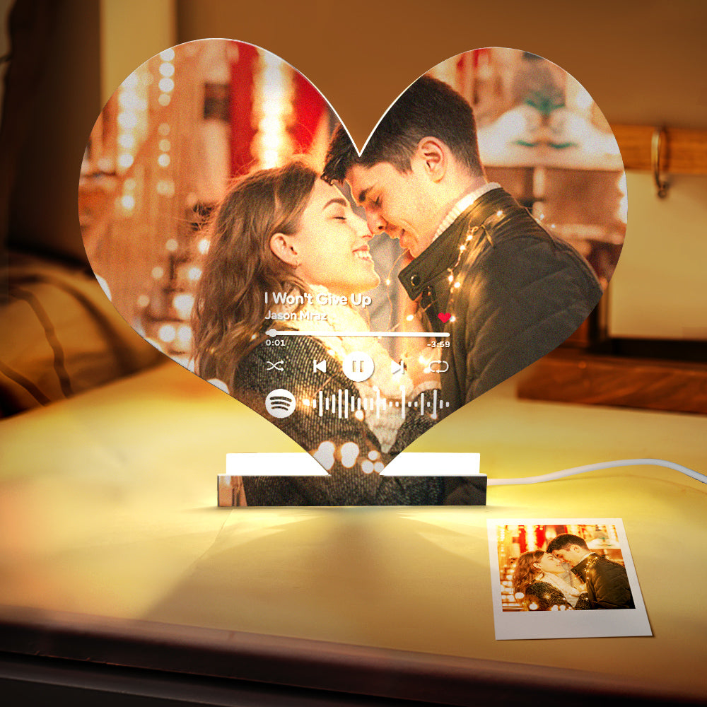 Personalized Spotify Code Photo Heart-shaped Light Gift for Lover