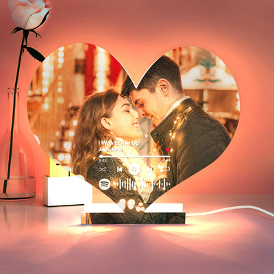 Personalized Spotify Code Photo Heart-shaped Light Gift for Lover - photomoonlampuk