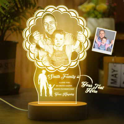 Custom Photo Father Child Lamp Personalized Engraved 7 Colors Acrylic Night Light Father's Day GIfts - photomoonlampuk