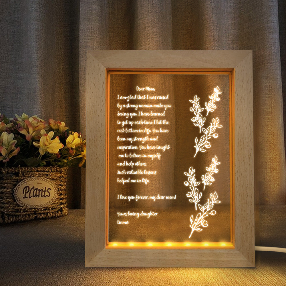 Personalised Hand-Written Letter Night Light Custom Wooden Frame Lamp for Mother's Day Gift