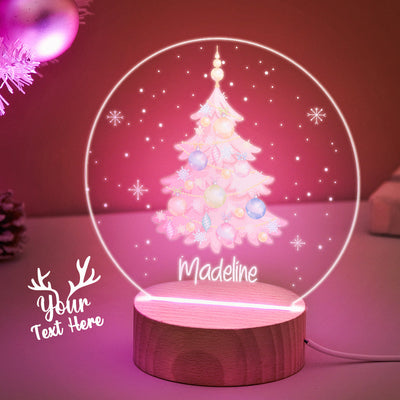 Custom Pink Christmas Tree with Balloon Personalised Name LED Light for Kids Christmas Gift