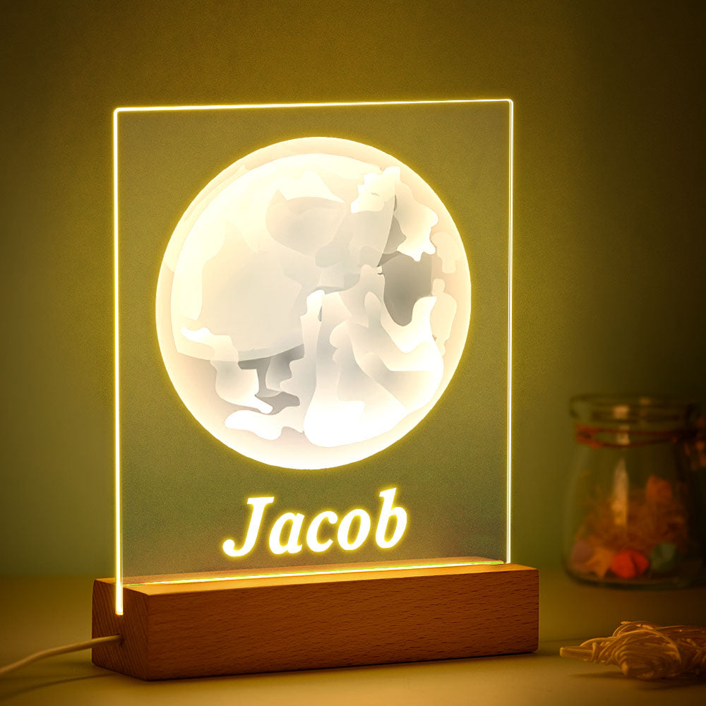 Custom Name Moon Acrylic Led Night Light Gifts for Her