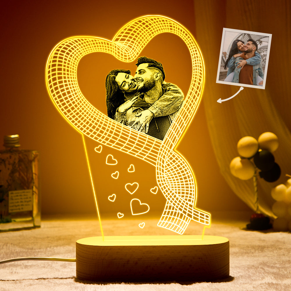 Custom Photo 3D Led Lamp Unique Colorful Night Light Couple Valentine's Day Gift
