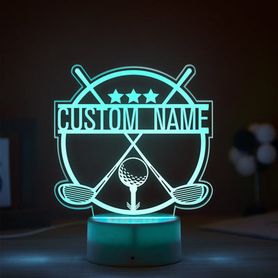 Personalised Name Seven-Color Night Light Golf Style Lamp Gifts For Boys - photomoonlampuk