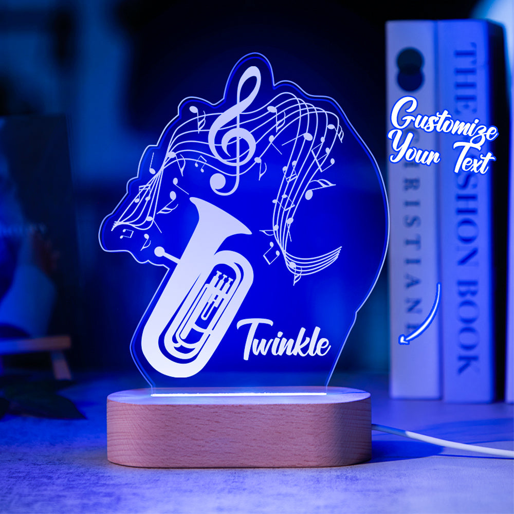 Custom Acrylic Engraved Instrument Night Light Personalized 3D Printed Colorful Lamp Birthday Gift