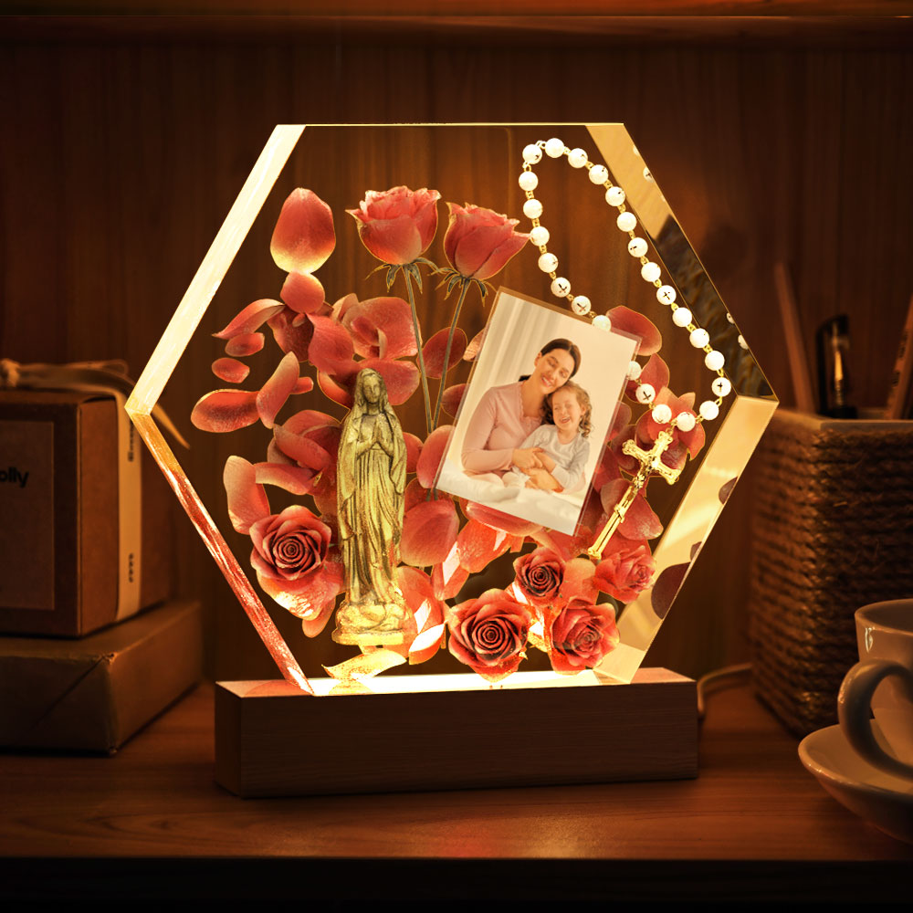 Custom Photo Night Light Three-dimensional Rose Epoxy Lamp Gifts