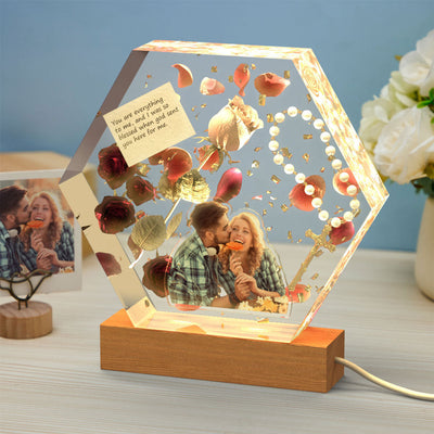 Custom Photo Engraved Night Light Love Commemoration Epoxy Gifts - photomoonlampuk