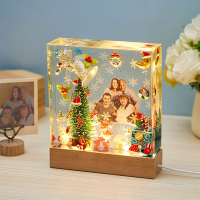 Custom Photo Night Light Square Christmas Home Epoxy Gifts - photomoonlampuk