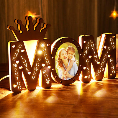 Custom Mom Photo Light Personalized Wood LED Name Lamp Decoration Mother's Day Gifts - photomoonlampuk