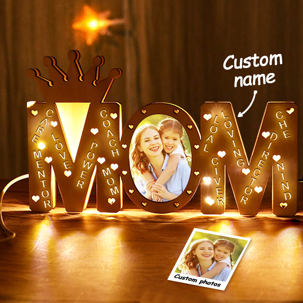 Custom Mom Photo Light Personalized Wood LED Name Lamp Decoration Mother's Day Gifts