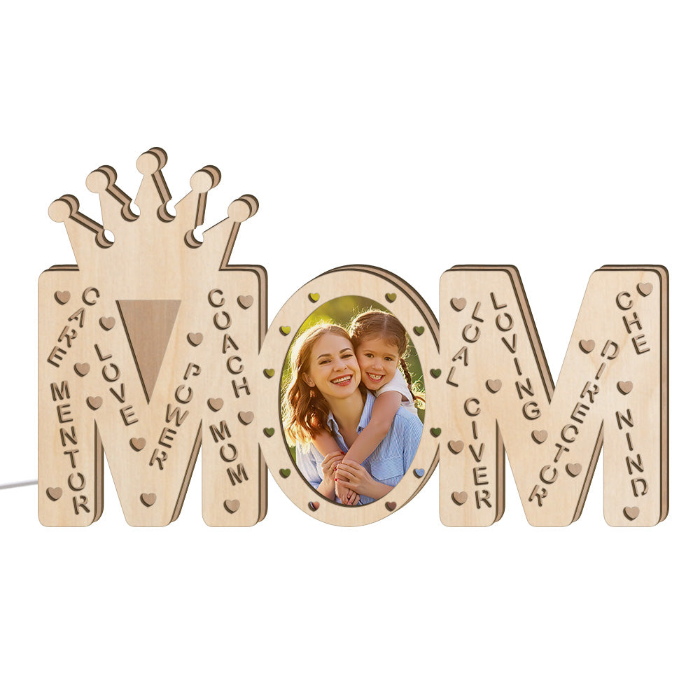 Custom Mom Photo Light Personalized Wood LED Name Lamp Decoration Mother's Day Gifts