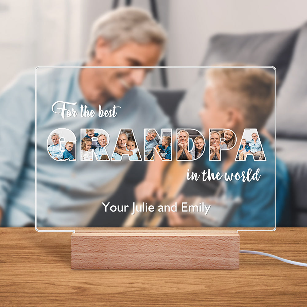 Custom Night Light Personalized Photo Acrylic Lamp Father's Day Gifts for Grandpa