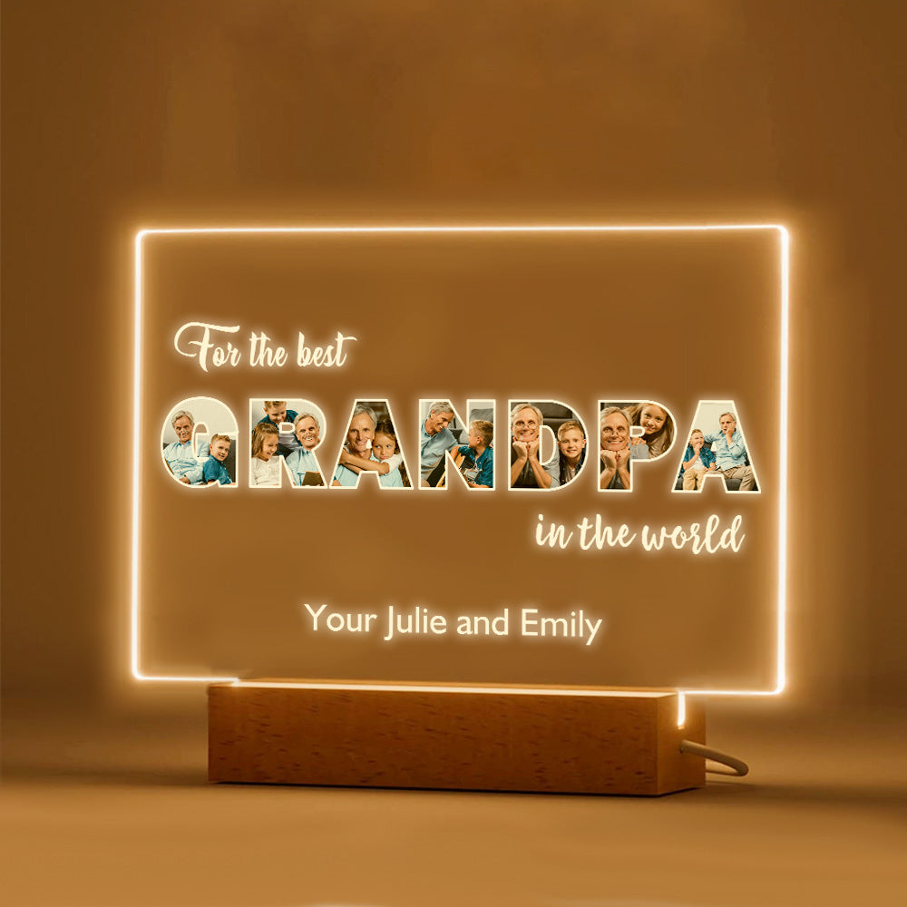 Custom Night Light Personalized Photo Acrylic Lamp Father's Day Gifts for Grandpa