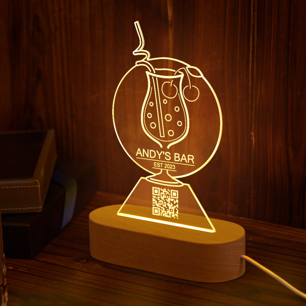 Personalized Qr Code Cherry Juice Night Light 7 Colors Acrylic 3D Lamp Father's Day Gifts