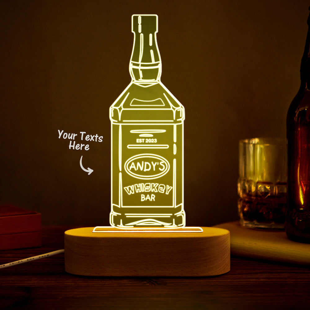 Personalized  Liquor Night Light 7 Colors Acrylic Wine 3D Lamp Father's Day Gifts