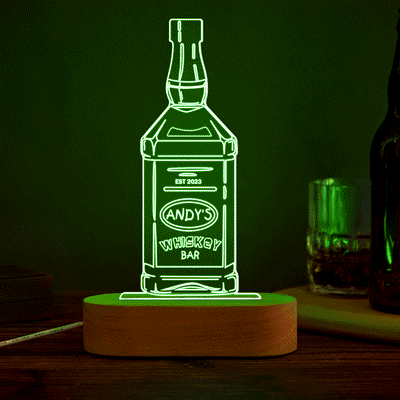 Personalized  Liquor Night Light 7 Colors Acrylic Wine 3D Lamp Father's Day Gifts - photomoonlampuk