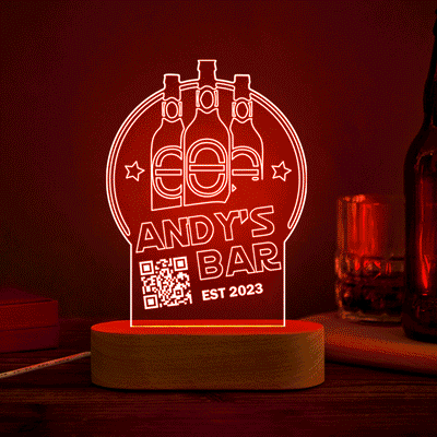 Personalized Qr Code Wine Bottle Night Light 7 Colors Acrylic 3D Lamp Father's Day Gifts - photomoonlampuk