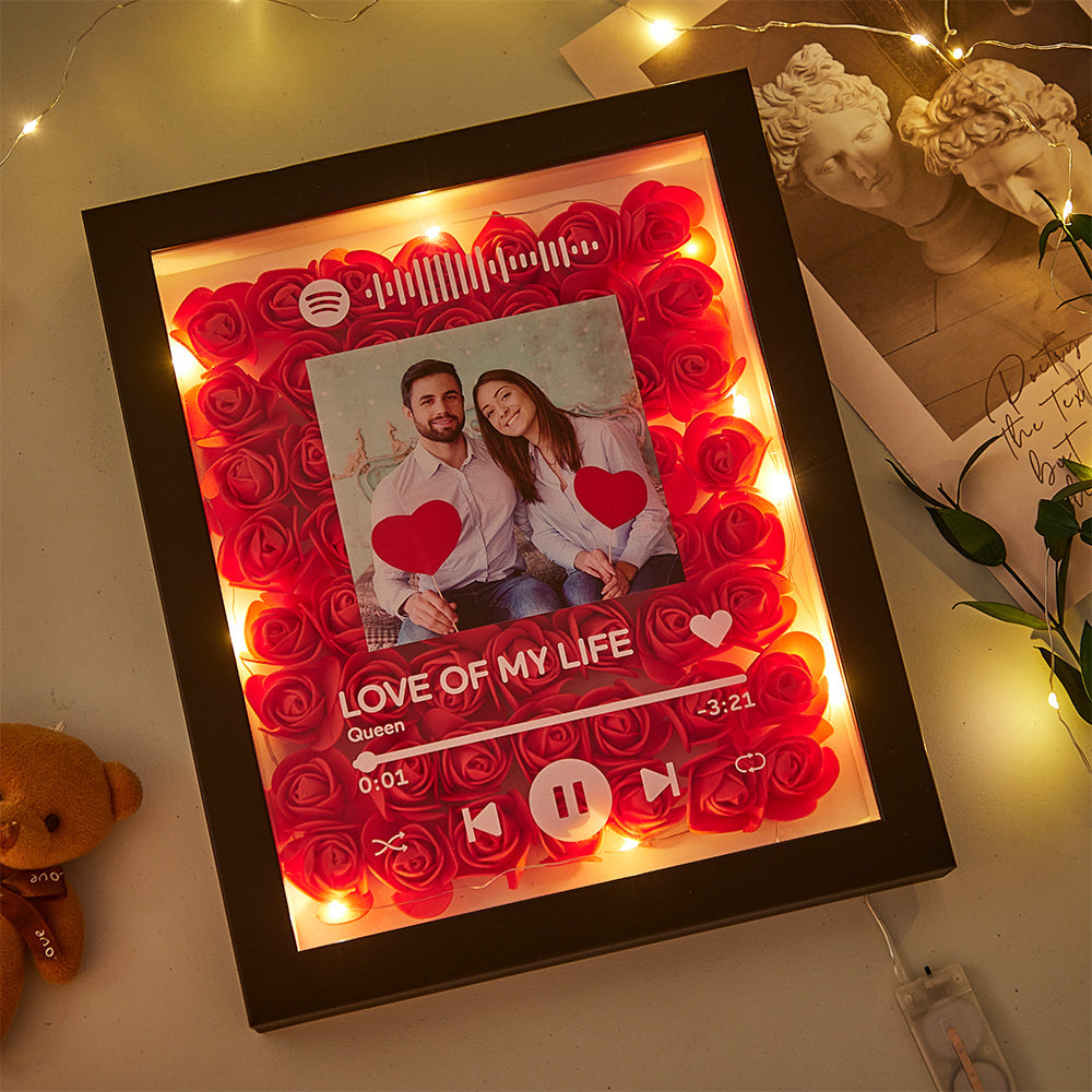 Custom Scannable Spotify Code Night Light Rose Ornament Couple Gifts