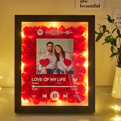 Custom Scannable Spotify Code Night Light Rose Ornament Couple Gifts - photomoonlampuk