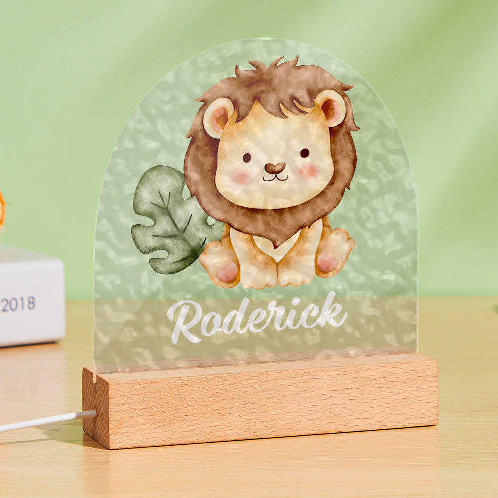 Custom Colorful Water Ripple Night Light with Little Lion Personalised New Born Baby Gift