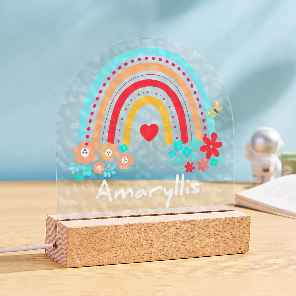 Personalized Name Water Ripple Lamp Colorful Rainbow with Flowers Desk Top Decoration