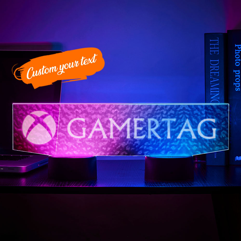 Personalized Xbox Water Ripple Night Light Gamertag Sign Dual Base Backlit LED Custom Gaming Gift