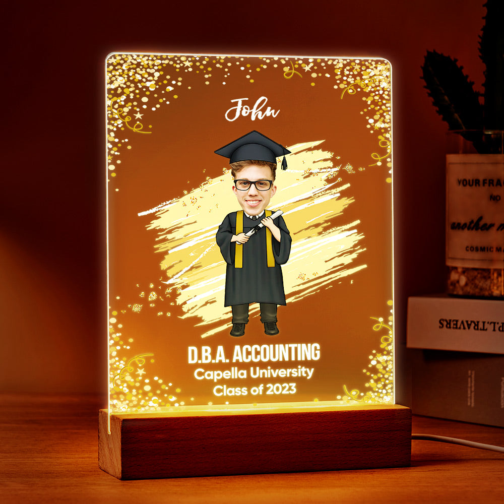 Graduation Ceremony Gift Custom Photo Graduation Appreciation Acrylic Plaque Lamp Personalized Your Name, Diploma And School