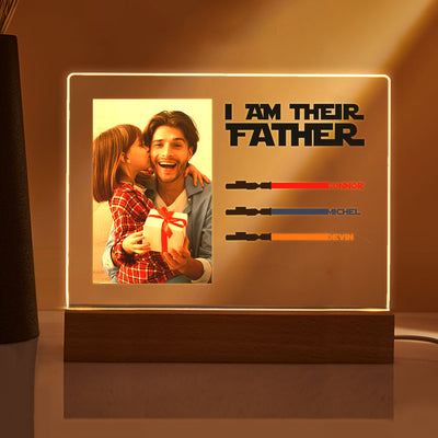 Personalized I Am Their Father Night Light Photo Acrylic Light Saber Plaque Father's Day Gifts - photomoonlampuk