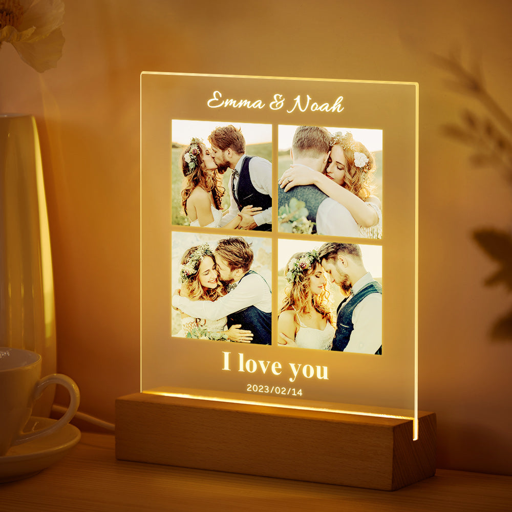 Custom Couples Photo Lamp Personalized Name For Anniversary Gift