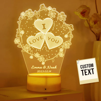 Custom Name Heart Flower Night Light Personalized I Love You For Home Decor - photomoonlampuk