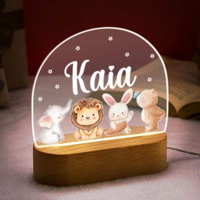 Personalized Name Cute Animals Night Light Custom Name Nursery Room Lamp Gift For Kids - photomoonlampuk