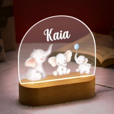 Personalized Name Baby Elephant Night Light Custom Name Nursery Room Lamp Gift For Kids - photomoonlampuk