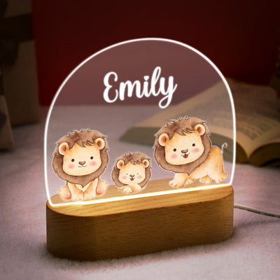 Personalized Name Cute Lion Night Light Custom Name Nursery Room Lamp Gift For Kids - photomoonlampuk