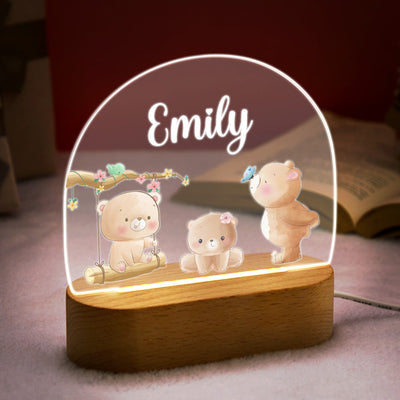 Personalized Name Baby Bear Night Light Custom Name Nursery Room Lamp Gift For Kids - photomoonlampuk