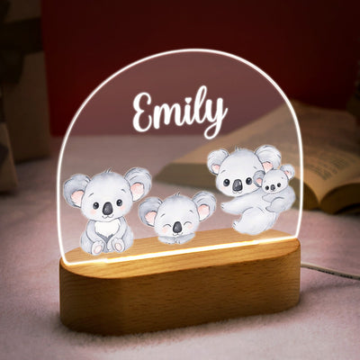 Personalized Name Baby Koala Night Light Custom Name Nursery Room Lamp Gift For Kids - photomoonlampuk
