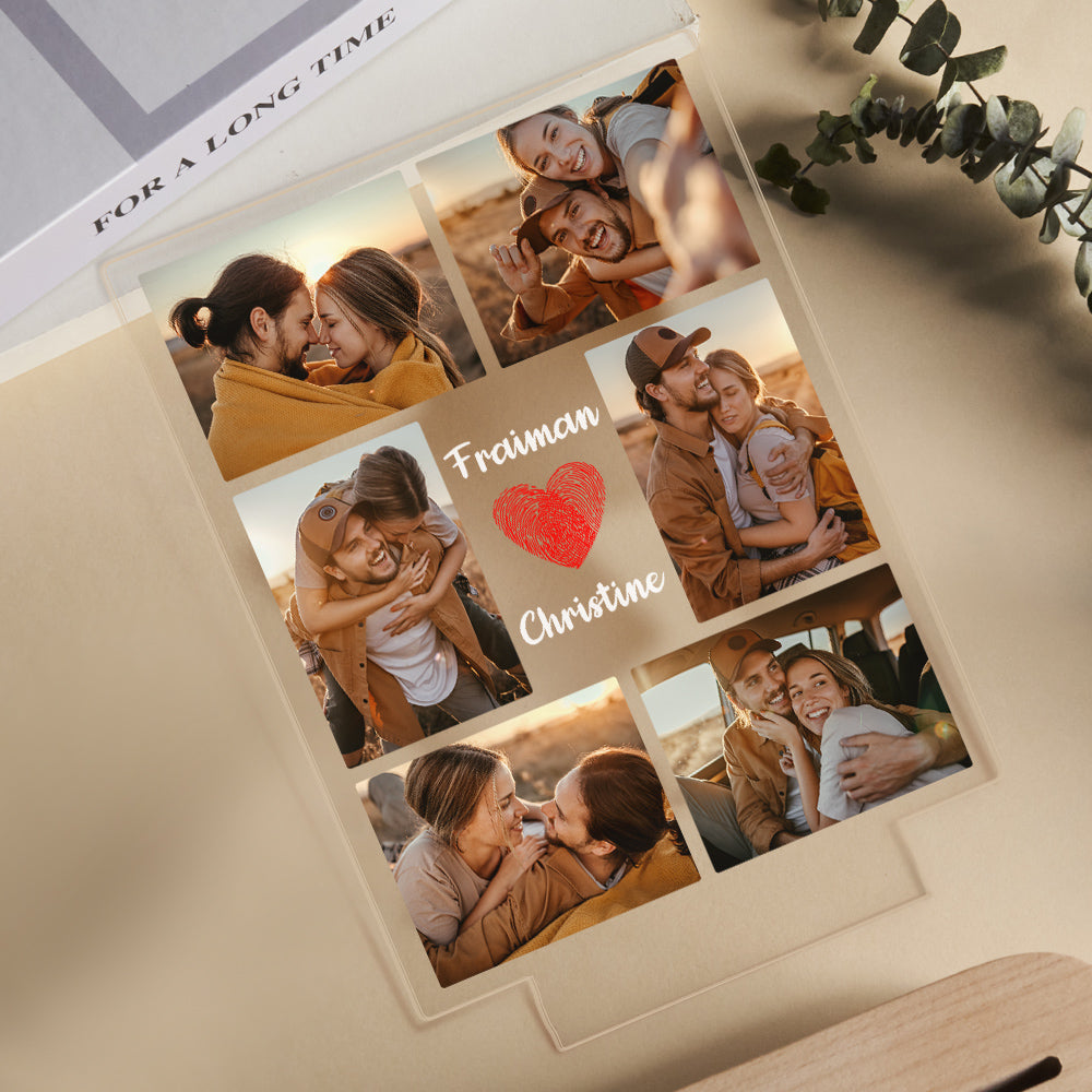 Custom Photo Collage Led Night Light Personalized Name Couple Gift Wedding Anniversary