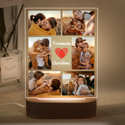 Custom Photo Collage Led Night Light Personalized Name Couple Gift Wedding Anniversary - photomoonlampuk