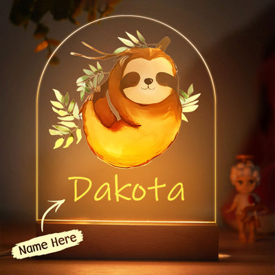 Custom Sloth Night Light With Personalized Name Best Idea For Kids - photomoonlampuk