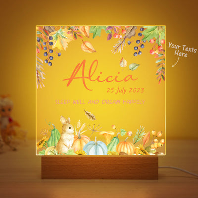 Flower And Rabbit Custom Name Nursery Room Lamp Kid Night Light Best Gift for Baby - photomoonlampuk